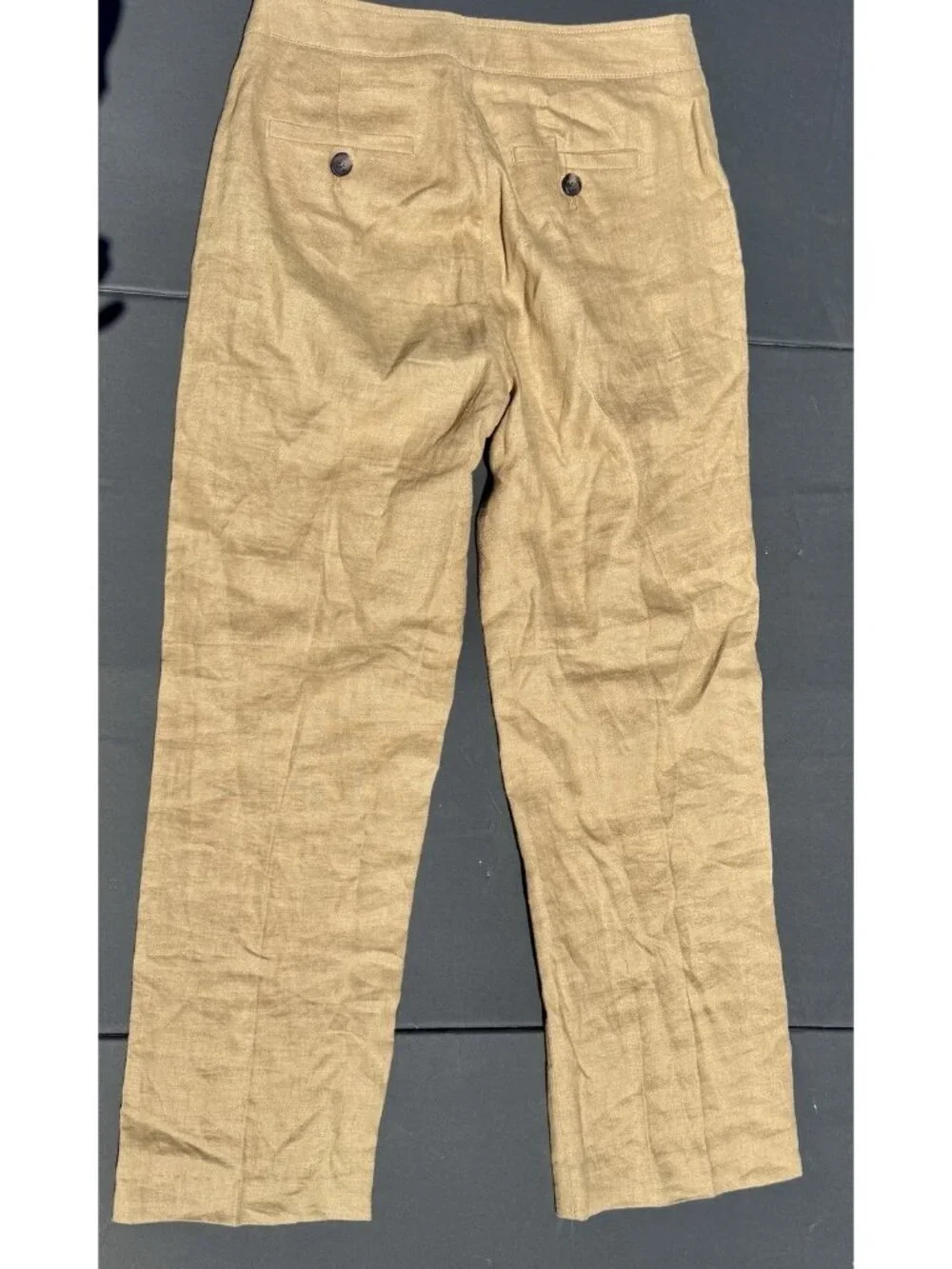BANANA REPUBLIC 100% Linen Pants SIZE 0 Light Brown Pleated Trouser Wide Leg